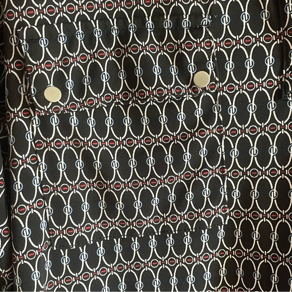 Jones New York womens Black/red/white blouse v-neck w/collar size medium - Picture 6 of 8